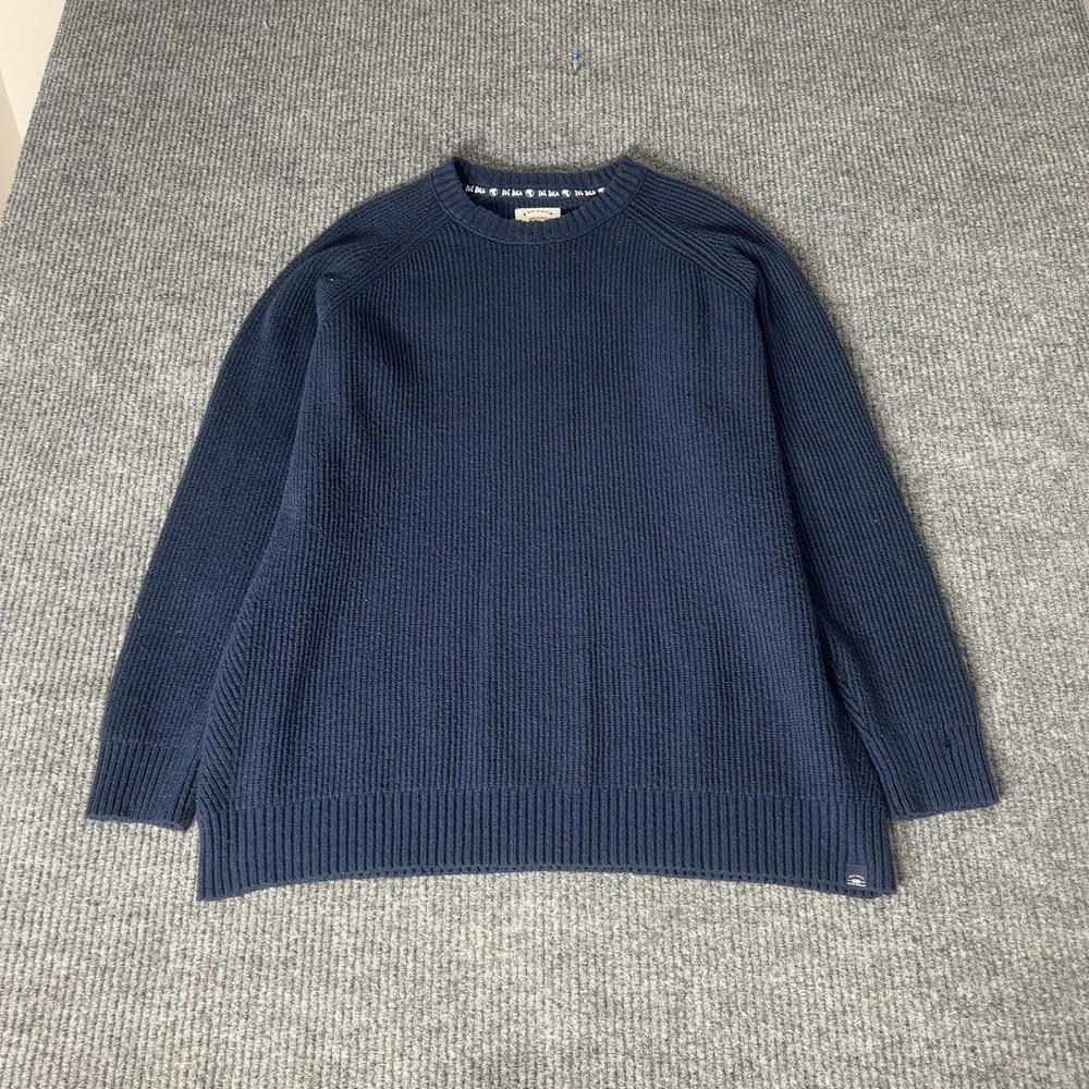 Fat Face Ribbed Sweater Mens 2XL Navy Blue‎ Elbow Patches Pullover Crewneck